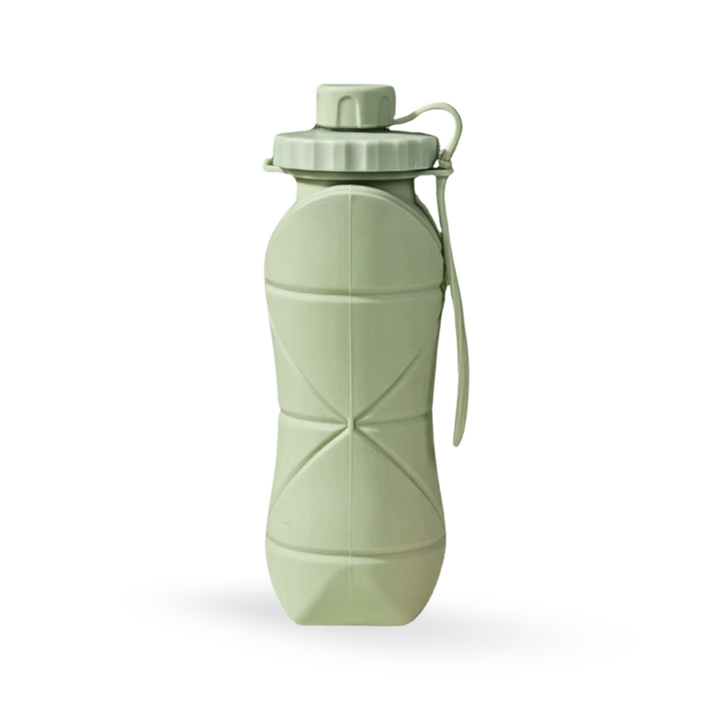 Bouteille Flexi Hydra en silicone vert sauge, au design pliable et compact, idéale pour les déplacements légers.