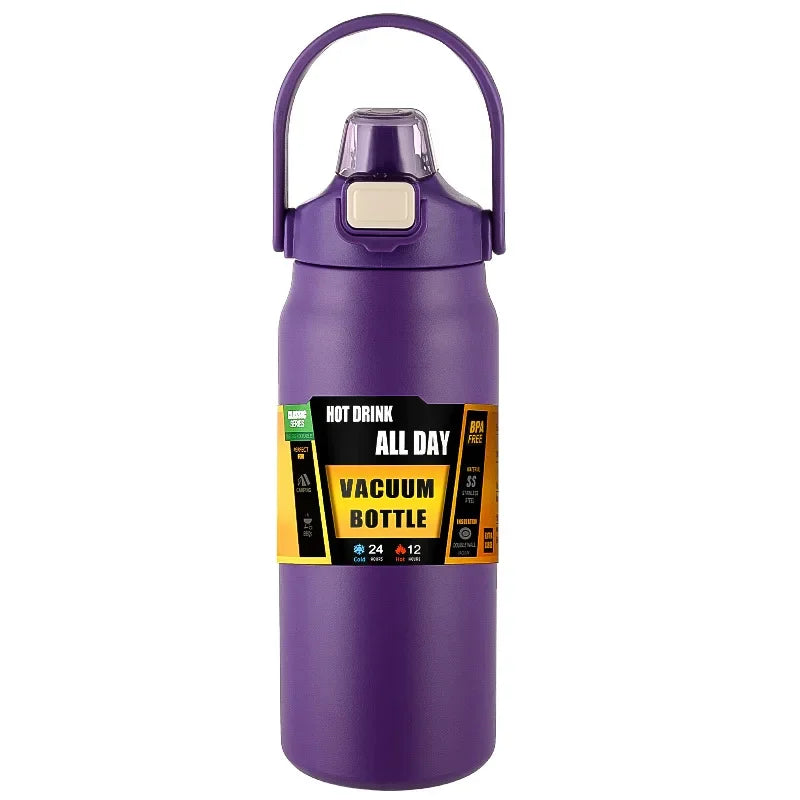Hydra Max en coloris violet avec anse de transport et étiquette "Vacuum Bottle".