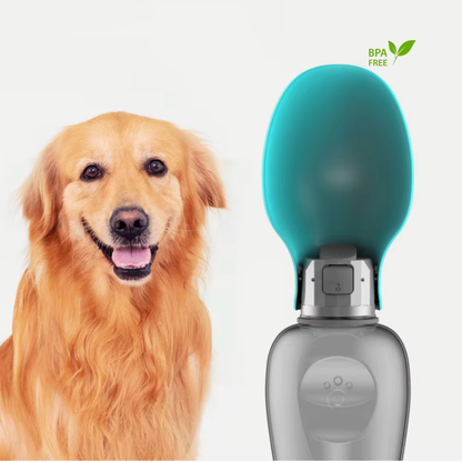 Gourde Compagnon XL sans BPA à côté d’un Golden Retriever, conçue pour une hydratation saine des chiens.