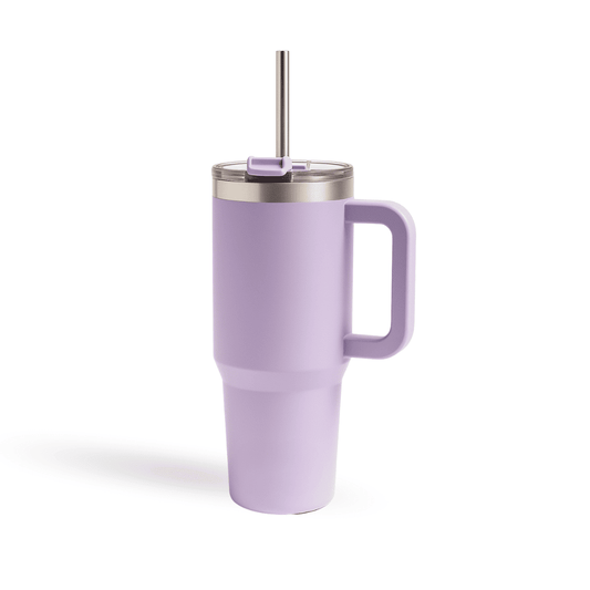 Gourde isotherme lavande avec paille - édition été par HydraLunch.